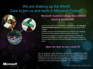 We are shaking up the World! Care to join us and work in Microsoft Poland?