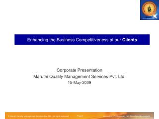 Enhancing the Business Competitiveness of our Clients