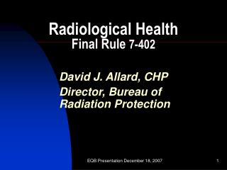 Radiological Health Final Rule 7-402