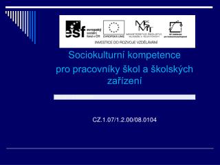 Sociokulturní kompetence pro pracovníky škol a školských zařízení CZ.1.07/1.2.00/08.0104