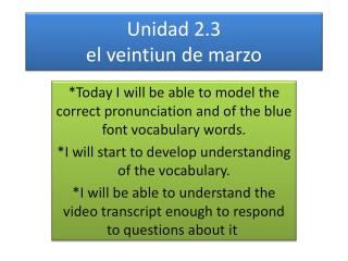 Unidad 2.3 el veintiun de marzo