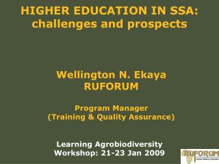 HIGHER EDUCATION IN SSA: challenges and prospects