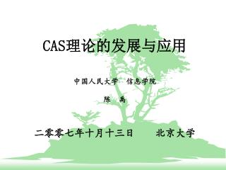 CAS 理论的发展与应用 中国人民大学 信息学院 陈 禹 二零零七年十月十三日 北京大学