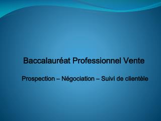 Baccalauréat Professionnel Vente