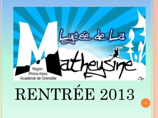 RENTRÉE 2013