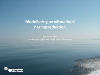 Modellering av våtmarkers näringsreduktion Jan Petersson