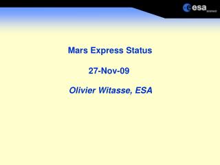 Mars Express Status 27-Nov-09