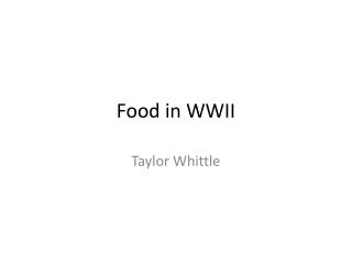 Food in WWII