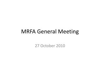 MRFA General Meeting