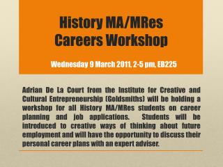 History MA/MRes Careers Workshop