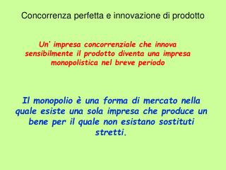 Concorrenza perfetta e innovazione di prodotto