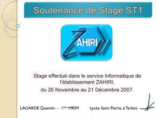 Soutenance de Stage ST1