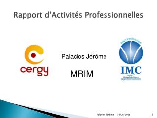 Rapport d’Activités Professionnelles