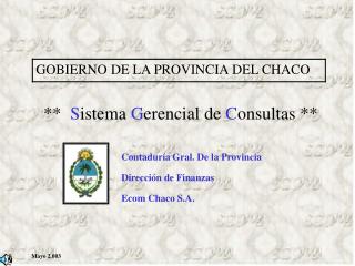 GOBIERNO DE LA PROVINCIA DEL CHACO