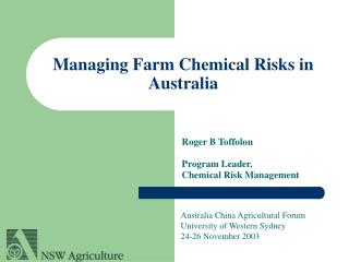 Managing Farm Chemical Risks in Australia