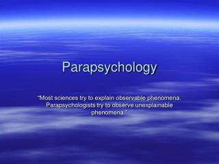 Parapsychology