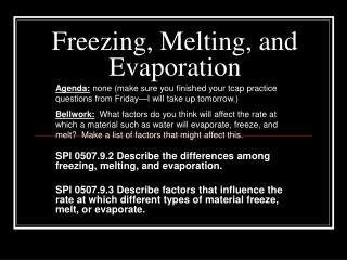 Freezing, Melting, and Evaporation