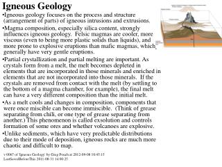 Igneous Geology