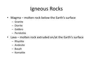 Igneous Rocks