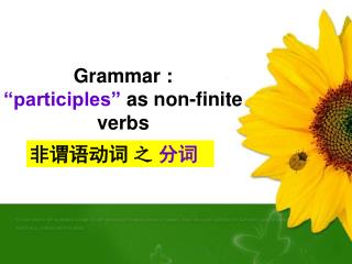 Grammar : “participles” as non-finite verbs
