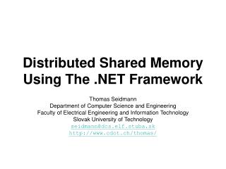 Distributed Shared Memory Using The .NET Framework