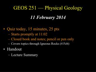 GEOS 251 — Physical Geology