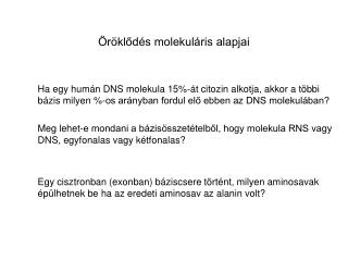 Öröklődés molekuláris alapjai