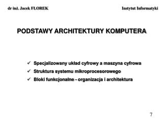 PODSTAWY ARCHITEKTURY KOMPUTERA