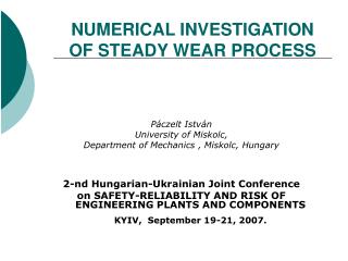 NUMERICAL INVESTIGATION OF STEADY WEAR PROCESS