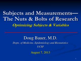 Subjects and Measurements—The Nuts &amp; Bolts of Research Optimizing Subjects &amp; Variables