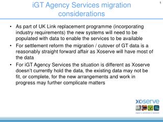 iGT Agency Services migration considerations
