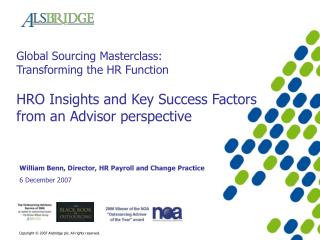 Global Sourcing Masterclass: Transforming the HR Function HRO Insights and Key Success Factors from an Advisor perspecti