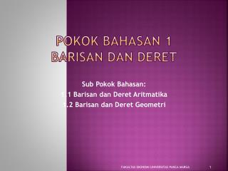 POKOK BAHASAN 1 BARISAN DAN DERET