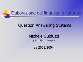 Elaborazione del linguaggio naturale