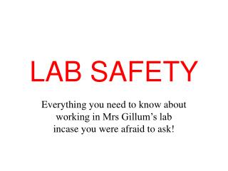 LAB SAFETY