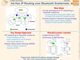 Ad Hoc IP Routing over Bluetooth Scatternets