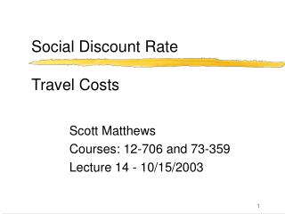 Social Discount Rate Travel Costs