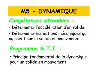 M5 - DYNAMIQUE