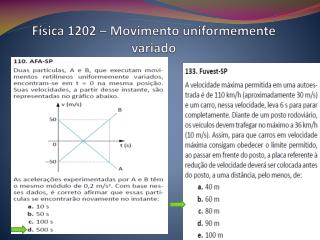 Física 1202 – Movimento uniformemente variado