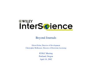 Beyond Journals Eileen Dolan, Director of Development