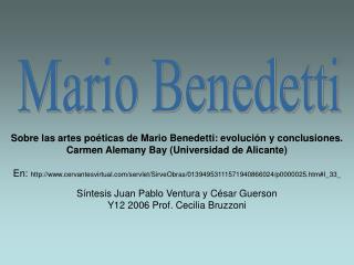 Sobre las artes poéticas de Mario Benedetti: evolución y conclusiones.