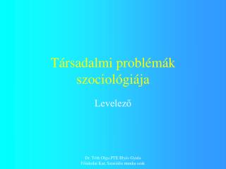 Társadalmi problémák szociológiája