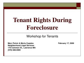 Tenant Rights During Foreclosure