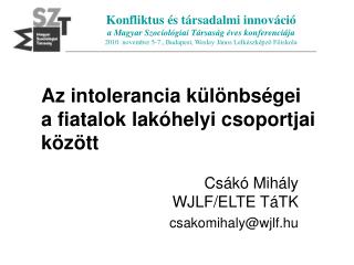 Az intolerancia különbségei a fiatalok lakóhelyi csoportjai között