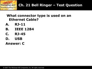 Ch. 21 Bell Ringer – Test Question