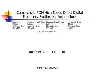 Compressed ROM High Speed Direct Digital Frequency Synthesizer Architecture