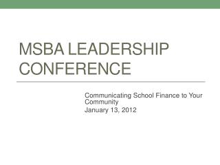 MSBA Leadership Conference