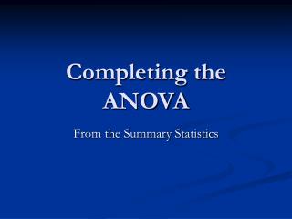 Completing the ANOVA