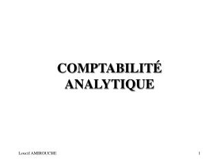 COMPTABILITÉ ANALYTIQUE