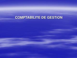 COMPTABILITE DE GESTION